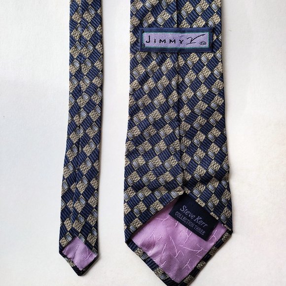 Jimmy V Steve Kerr Collection Geometric Checkered Silk Necktie 4 x 57 - Picture 7 of 9